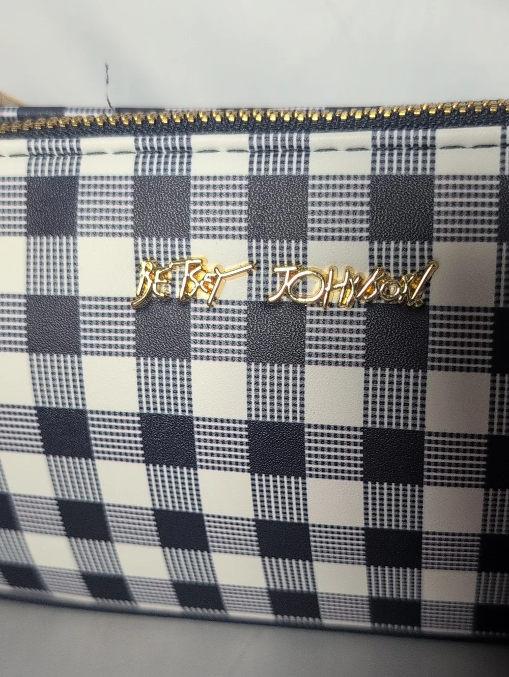 Betsey Johnson Blue & White Gingham Strawberry Purse